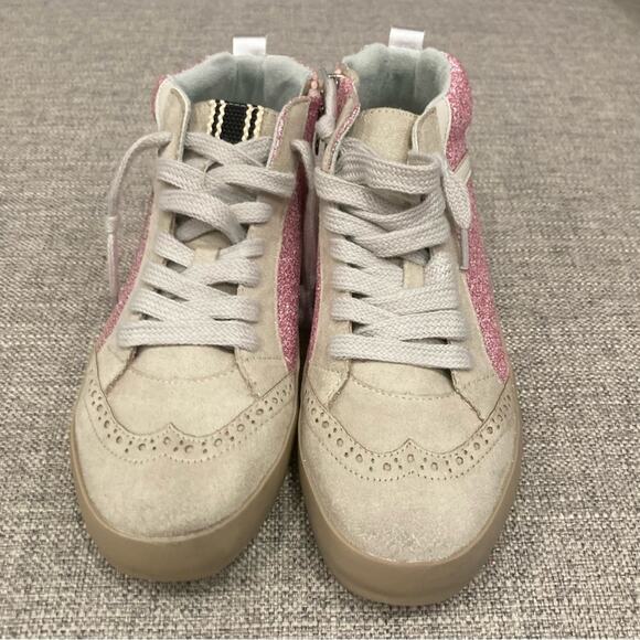NEW Shu Shop Riley Kids Sneakers Pink Glitter Brand New in Box Size 3 - Picture 2 of 5